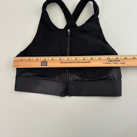 Fabletics Ella High Support Zip Front Sports Bra Medium Black NWT - Picture 3 of 5